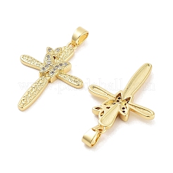 Rack Plating Brass Micro Pave Clear Cubic Zirconia Pendants&nbsp;KK-Z064-22G