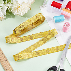 エスニック風ポリエステルリボン  ジャカードフラワーリボン  服装アクセサリー  フラット  きいろ  3/4インチ（19~20mm）&nbsp;OCOR-WH0085-24