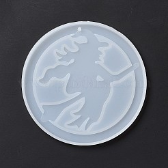 DIY 魔女ペンダント シリコン像型  レジン型  UVレジン  エポキシ樹脂工芸品作り  ハロウィンモチーフ  ラウンド  ホワイト  104x7mm  穴：2.8mm&nbsp;LS-DIY-E049-01