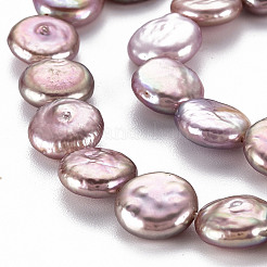 天然ケシパールビーズ連売り  養殖淡水パール  フラットラウンド  ラベンダー  11~12x3~7mm  穴：0.6mm  約31~32個/連  14.96インチ（38cm）&nbsp;PEAR-S018-02C