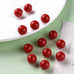 不透明なアクリルビーズ  ラウンド  ファイヤーブリック  12x11mm  穴：1.8mm&nbsp;X-MACR-S370-C12mm-A14