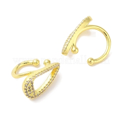 Brass Micro Pave Clear Cubic Zirconia Cuff Earrings for Women&nbsp;EJEW-I305-46G