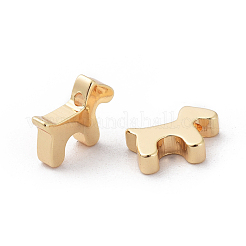 真鍮子犬チャーム  ニッケルフリー  18KGP本金メッキ  犬のシルエット  8x10x2.5mm  穴：1mm&nbsp;X-KK-Q735-314G
