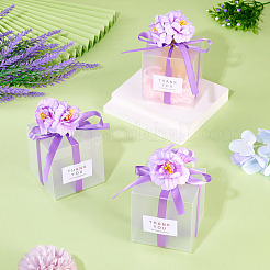 Clear PVC Candy Gift Packaging Boxes with Ribbon & Artificial Flower&nbsp;CON-TAC0001-20E