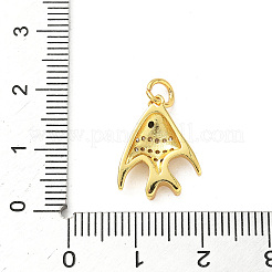真鍮製マイクロパヴェキュービックジルコニアペンダント  ゴールドカラー  丸カン付き  魚  16.5x13x3.5mm  穴：3.5mm&nbsp;KK-I381-07G-02