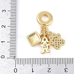 Rack Plating Brass Cubic Zirconia European Dangle Charms&nbsp;KK-P287-17G