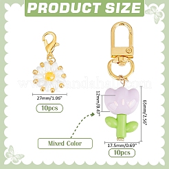 20Pcs 2 Styles Acrylic Glass Flower Pendants Decorations&nbsp;HJEW-PH0001-82