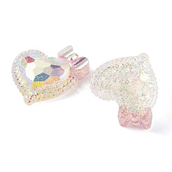 Transparent Epoxy Resin Heart with Bowknot Decoden Cabochons&nbsp;CRES-M034-07D