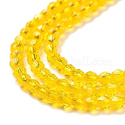 透明ガラスビーズ連売り  多面カットラウンド  ゴールド  2mm  穴：0.8mm  約160~178個/連  13.58 ~14.17インチ（34.5~36cm）&nbsp;GLAA-H021-04-06