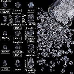 透明ガラスビーズ連売り820本  多面カット  混合図形  透明  4~11x3~8mm  穴：0.4~1mm  820個/セット&nbsp;GLAA-SP0001-40