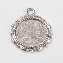 Flower Alloy Pendant Cabochon Settings and Half Round/Dome Clear Glass Cabochons&nbsp;DIY-X0221-AS-FF