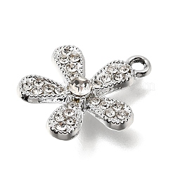 UVメッキ合金クリスタルラインストーンペンダント  花のチャーム  プラチナ  20x17.5x4mm  穴：1.8mm&nbsp;RB-CBAD37D-14P
