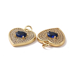 Heart Brass Micro Pave Cubic Zirconia Pendants&nbsp;KK-G435-01G-06