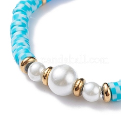 Handmade Polymer Clay Heishi Beads Stretch Bracelet&nbsp;BJEW-JB07453