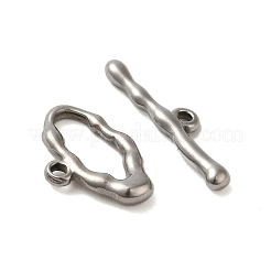変色しない304ステンレススチールのトグル留め具  オーバル  ステンレス鋼色  リング：13x19x3mm  穴：1.8mm  バー：6x25x3mm  穴：1.6mm&nbsp;STAS-Q324-01P