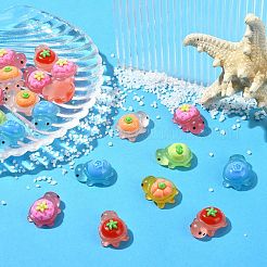 70色の蓄光不透明樹脂カボション7個  果物を持ったカメ  暗闇で光る  ミックスカラー  22.5~23.5x16x11~12mm  10個/カラー&nbsp;RESI-CJ0004-87