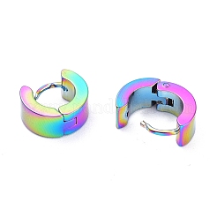 304ステンレススチール製ハギーフープピアス  リング  虹色  11x5mm  ピン：0.8mm  12のペア/カード&nbsp;EJEW-M284-30M-F