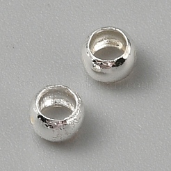 ロンデル真鍮製つぶし玉カシメ玉  925銀メッキ  3x2mm  穴：1.8mm&nbsp;KK-WH0365-001D-S