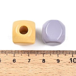 不透明なアクリルの欧州大きな穴ビーズ  キューブ  ミックスカラー  16x16x16mm  穴：6mm&nbsp;OACR-I015-65