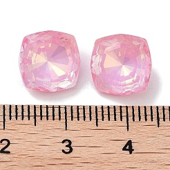 ガラスラインストーンカボション  ポイントバック＆バックメッキ  多面カット  正方形  ライトローズ  10x10x5mm&nbsp;RGLA-G020-03B-508AM