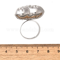 304ステンレススチール製調節可能な指輪  ハート  ステンレス鋼色  usサイズ8 1/2(18.5mm)&nbsp;LS-RJEW-H244-03P