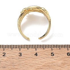 真鍮製マイクロパヴェキュービックジルコニアカフオープンリング  太陽のついた貝殻の形  ゴールドカラー  17mm  usサイズ8 1/2(18.5mm)&nbsp;CU-CBAEC29-04G