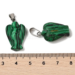 合成マラカイトペンダント  201ステンレススチール製金具付き  天使  24~25x15~16x7~8mm  穴：5x7mm&nbsp;G-B127-10P-08