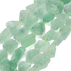 生のラフな天然グリーン蛍石ビーズ連売り  ナゲット  9~27x7~19x6~14mm  穴：0.6~1.2mm  約19~35個/連  15.67~15.75''（39.8~40センチメートル）&nbsp;G-A322-B09-01