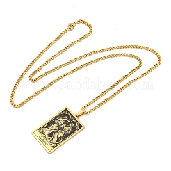 304 Stainless Steel Tarot Pendant Necklaces&nbsp;NJEW-A026-01G-03