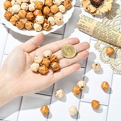 100個 2色 双円錐形 未完成天然木ビーズ  ウッドビーズ  無鉛の  ミックスカラー  16x15mm  穴：5mm  50個/カラー&nbsp;WOOD-CJ0002-71