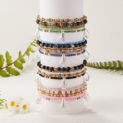 Sparkling Glass Seed Beads 5 Layered Anklet&nbsp;AJEW-SW00006-01