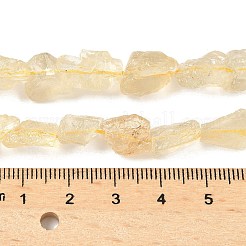 未加工の天然レモンクォーツ（加熱済み）ビーズ連売り  ナゲット  6~24x7~16x4~10mm  穴：1mm  約25~38個/連  15.35~15.94''（39~40.5センチメートル）&nbsp;G-M453-D05