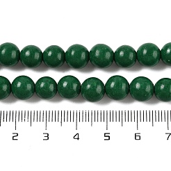 天然石馬山ジェイドラウンドビーズ連売り  染め  濃い緑  8mm  穴：1mm  約48個/連  15インチ&nbsp;G-D263-8mm-XS35