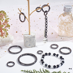 16Pcs 8 Styles Alloy Spring Gate Rings&nbsp;FIND-PH0007-80B