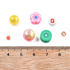 Diyキーホルダー作成キット  ガラスシードビーズ、ABSプラスチック、ポリマークレイビーズを含む  合金クラスプ  伸縮性のある糸  ピンセット  オレンジ  3x2mm  穴：1.2mm&nbsp;DIY-L073-07D