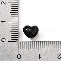 S925 スターリングシルバー ビーズ  エナメル  ハート  ブラック  7x8x5.5mm  穴：1mm&nbsp;STER-H116-02B