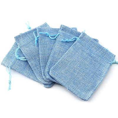 長方形のポリエステル製収納バッグ  巾着袋包装袋  ライトスカイブルー  18x13cm&nbsp;PW-WG24103-30-1-1