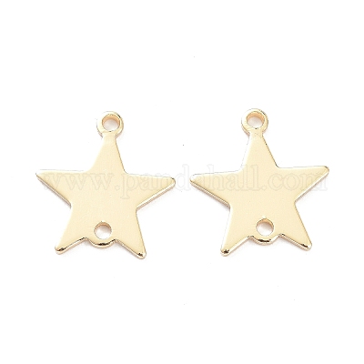 真鍮製リンクコネクター  長持ちメッキ  スター  14KGP本金メッキ  13x12x1mm  穴：1.2mm&nbsp;X-KK-K250-18LG-1