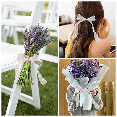 20mのポリエステルリボン  花  ホワイト  1-5/8インチ（40mm）&nbsp;SRIB-TA0001-30B-1