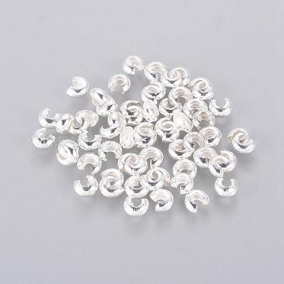 真鍮製つぶし玉カバーカシメ玉カバー  ラウンド  銀色のメッキ  直径約4mm  厚さ3mm  穴：1.5mm&nbsp;EC266-S-1