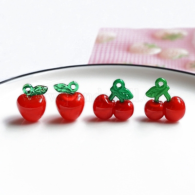 樹脂チャーム  チェリー  レッド  19x21mm&nbsp;PW-WGF7D88-01-1