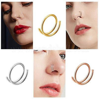 Double nose ring for single piercing sales