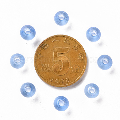 透明なアクリルビーズ  ラウンド  コーンフラワーブルー  6x5mm  穴：1.8mm  約4400個/500g&nbsp;MACR-S370-A6mm-749-1