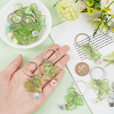樹脂製の花のキーホルダー アクリルリーフとアイアンキーホルダー 