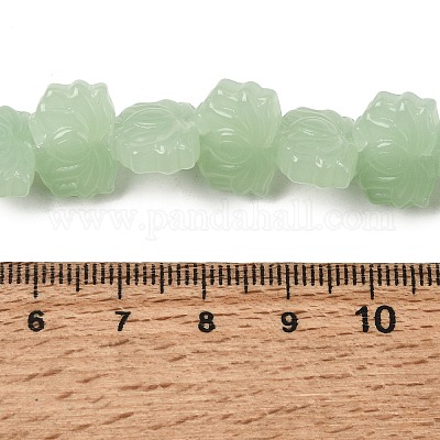 透明ガラスビーズ連売り  蓮  薄緑  10x14x7mm  穴：0.8mm  約38個/連  14.17インチ（36cm）&nbsp;GLAA-F114-01I-1