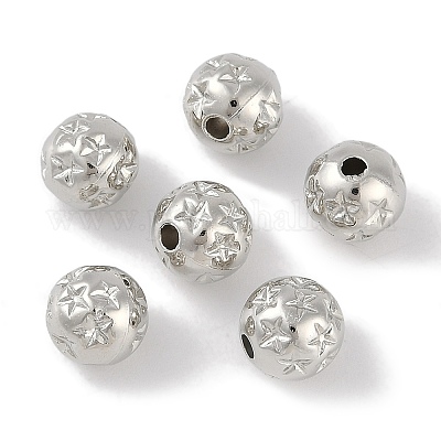 CCBプラスチックビーズ  ラウンド  銀  7.5x7mm  穴：1.8mm&nbsp;ALUM-U001-05B-1