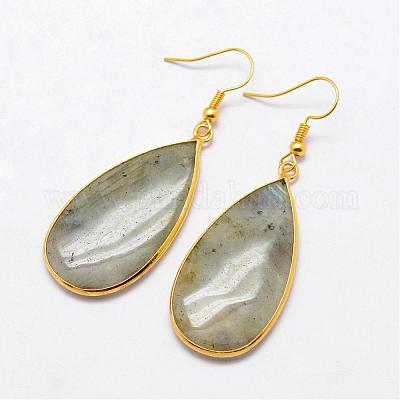 Natural Labradorite Dangle Earrings&nbsp;EJEW-L179-01H-1