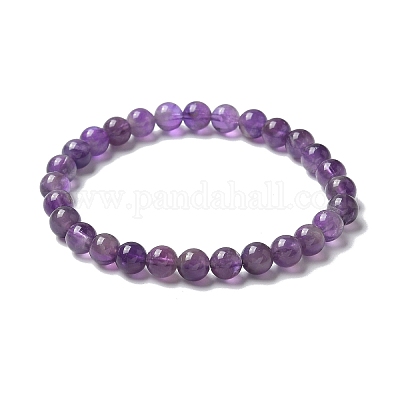 Natural Amethyst Bead Stretch Bracelets&nbsp;BJEW-K212-A-034-1