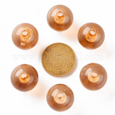 透明なアクリルビーズ  ラウンド  砂茶色  16x15mm  穴：2.8mm  約220個/500g&nbsp;MACR-S370-A16mm-761-1