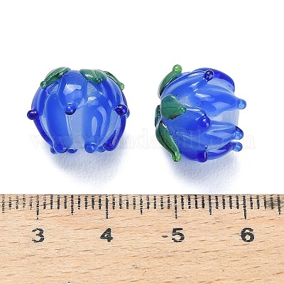 手作りランプワークビーズ  チューリップ  藤紫色  13~14.5x13.5mm  穴：1.4mm&nbsp;LAMP-F041-02-A11-1
